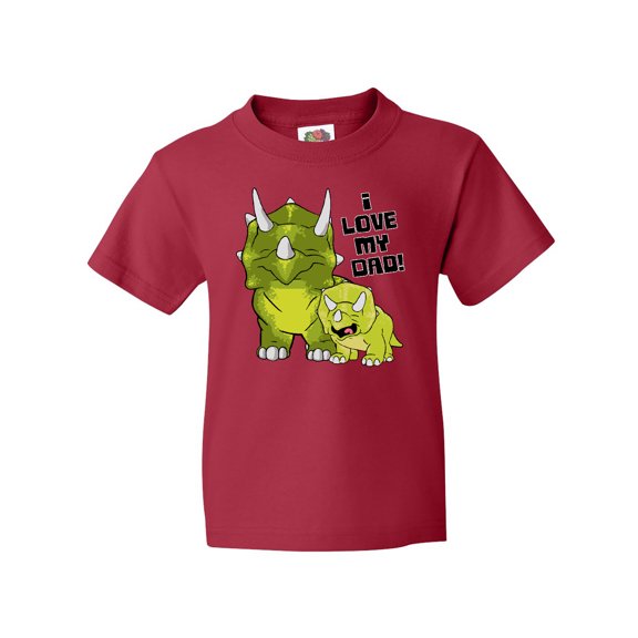 Inktastic I Love my Dad with Baby and Daddy Triceratops Youth T-Shirt
