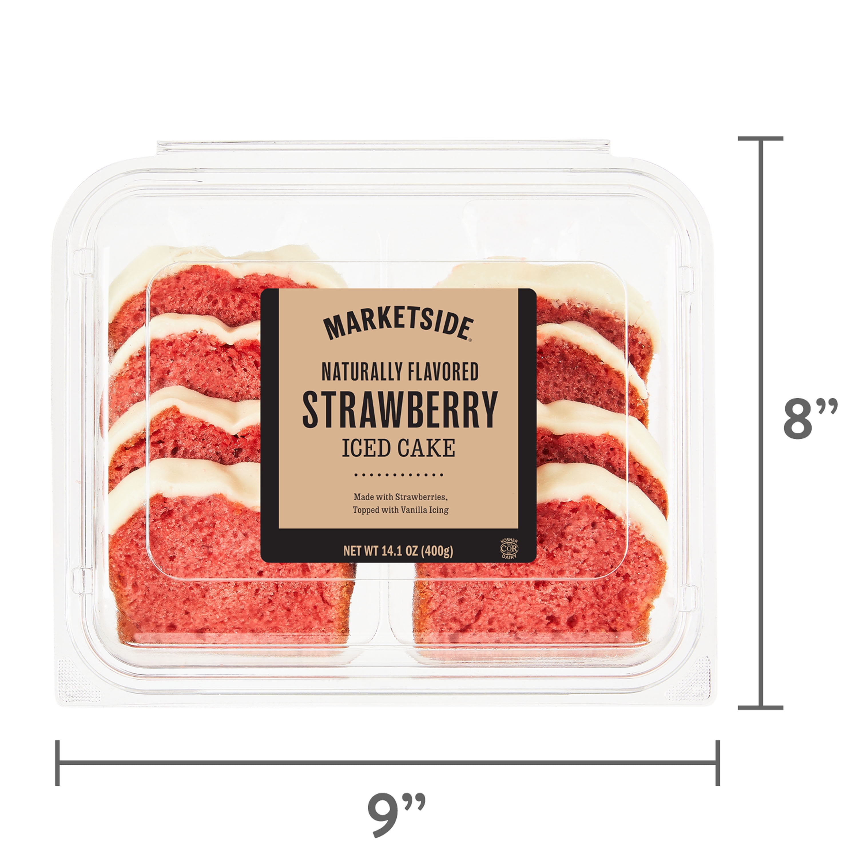 Marketside Iced Strawberry Sliced Loaf Cake 14 oz 8 Count with