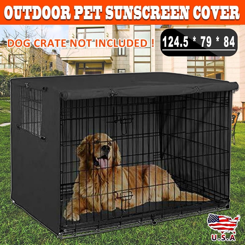 Black Pet Crate Cover,Dog Crate Cover with Zipper Crate Cover for 42 Inches,Two Doors 