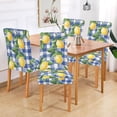 thumbnail image 2 of Yayeee 2 Pack Dining Chair Covers Stretch Parson Chairs Slipcovers Seat Protector, Blue Plaid Lemon, 2 of 6