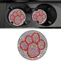YUVA Car Cup Mat, PVC Glass, Black/Blue/Pink/White/Red/Multicolor, Non-Slip, Dog Paw Print, Heat Insulation, Universal, Easy to Clean