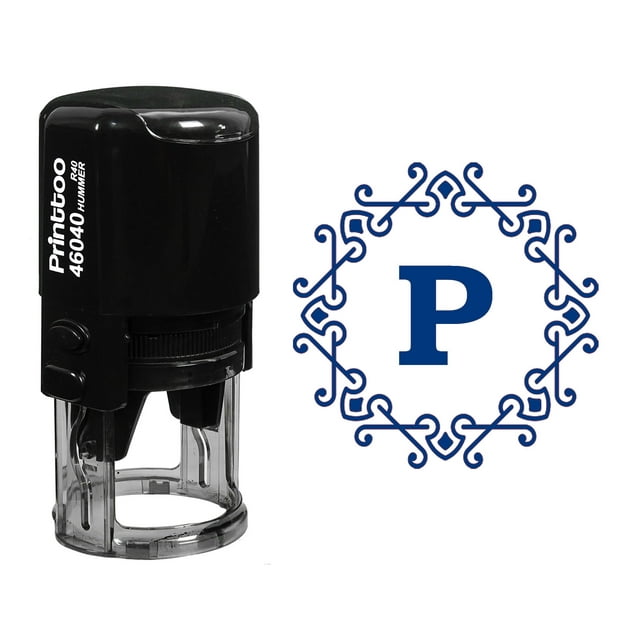 Printtoo Alphabet P Monogram Initial Octagon Celtic Swirl Frame R-40 Office Stationary Self Inking Rubber Stamp-Blue
