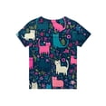 thumbnail image 3 of Abcomgle Girls Casual Tshirts Summer Short Sleeve Toddler Girls T-Shirts Cat Floral Print Tshirt Trendy Crewneck Cotton Toddler Tops Girls,Blue,11-12Years, 3 of 4