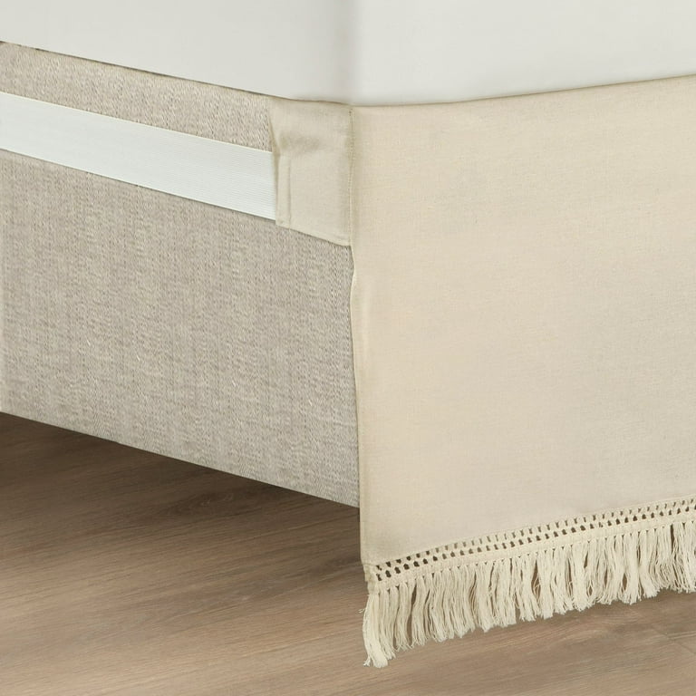 Lush Decor Boho Fringe 15 Inch Tailored Drop Easy Fit Bedskirt Pure White Single Queen 60X80 15 Walmart