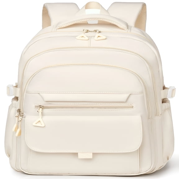 AOMRCOL School Backpack for College High Middle School Fashion Student Bag, Cute Aesthetic Teen Bookbag for Teens Women, Beige