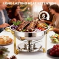thumbnail image 2 of Chafing Dish Buffet Set with 4 Food Tongs, 5.3 QT Stainless Steel Chafing Dishes Round Buffet Food Warmer Chafers Set for Parties Catering Event, Lid Holder 4PCS, 2 of 10