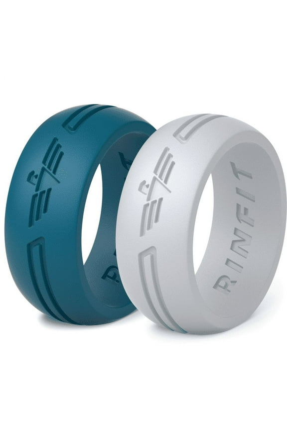 Silicone Wedding Ring for Men - Soft Rubber Wedding Band Replacement - Eagle Collection - 2 pack