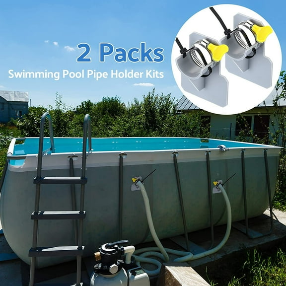 Taicans Swimming Pool Pipe Holders,Hose Support,Water Pipe Support Swimming Pool Hose Support Brackets with Tapes and 4 Pieces Cable Ties Preventing Pipes Sagging Accessory Gray