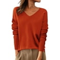 thumbnail image 3 of Only Moment Orange Oversized Sweaters for Women Crew Neck Casual Knit Long Sleeve Tops Lightweight Pullover Clothes Fall Fashion Outfits 2026 S, 3 of 9