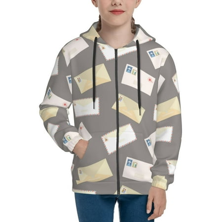 

Hoodies for Teen Girls Boys envelope Pattern Long Sleeve Youth Kids Essentials Zip Up Hoodie Lghtweight Fashion Hoodies & Sweatshirts Jacket Fall Winter Outfits Tops