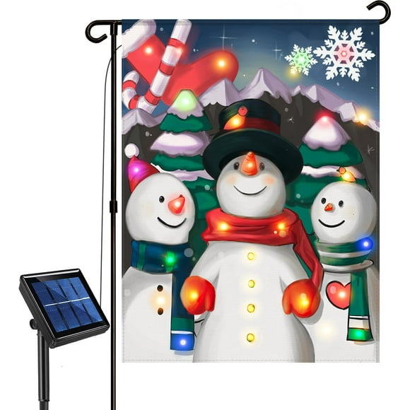 Bandera de Navidad para jardín Candieslife, diseño de muñeco de nieve iluminado, 30 x 45 cm