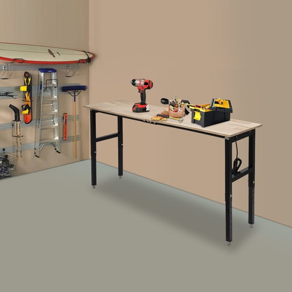 72x20" Adjustable Height Workbench Heavy-Duty Worktable with Power Outlet 3000lb