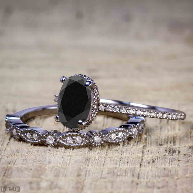 Black Diamond Floral Engagement Ring, Rose Flower Anniversary Ring, 1.50 Carat Vintage Unique 14K Black Gold Handmade Certified