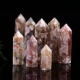 thumbnail image 5 of Cheers.US Rose Quartz Healing Crystal Wand Pointed & Faceted Prism Bar Healing Crystal Wand Natural Clear Crystal Tower Points Fluorite Stone for Reiki Chakra Meditation Therapy Decor, 5 of 7