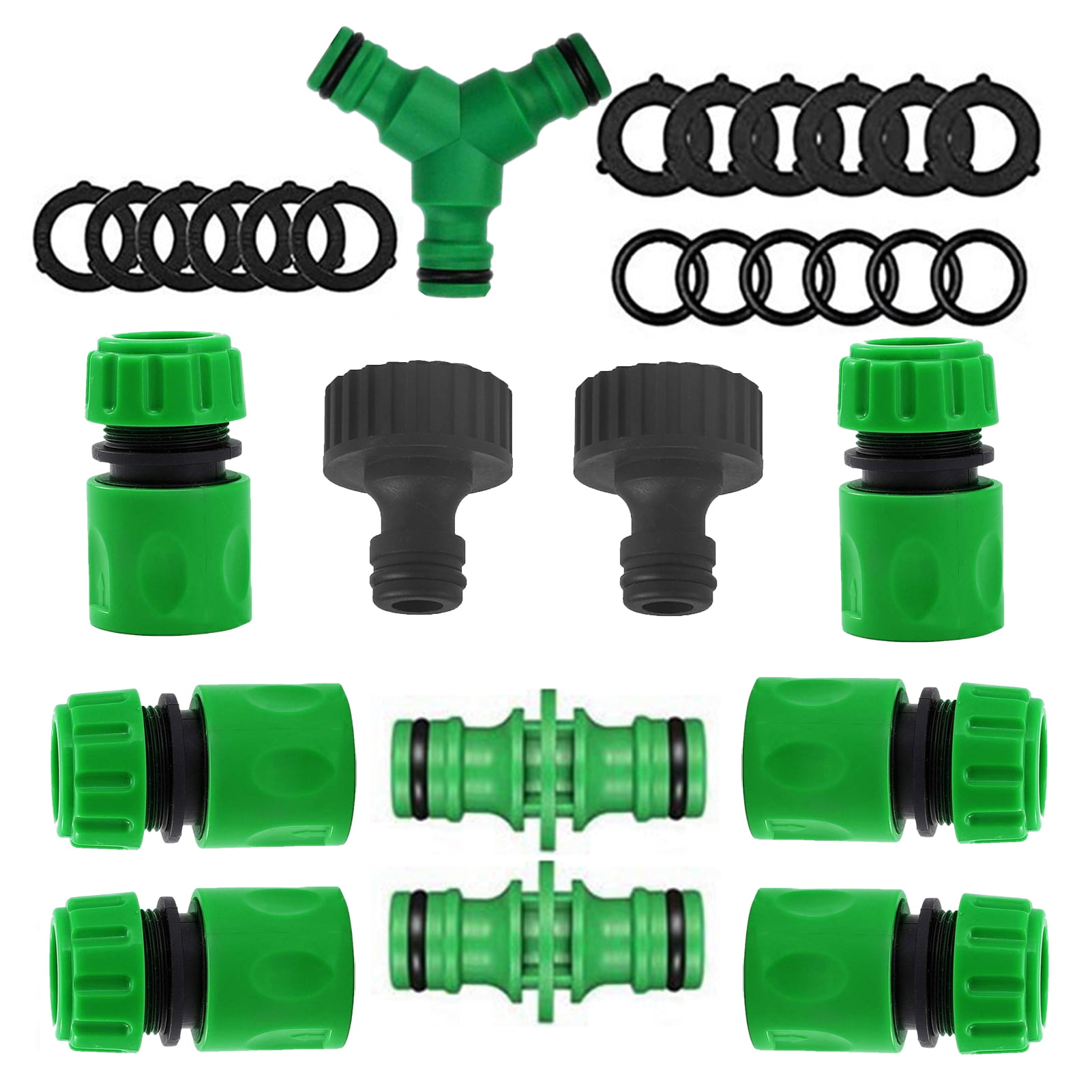 20*1/2inch Garden Hose Connector Adapter Joiner 2 Way Fitting Quick Coupling Kit 