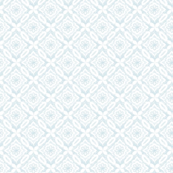 3122-10704 Hugson Quilted Damask Wallpaper with Embellished Diamonds in Teal Blue White Colors Farmhouse Style Prepasted Acrylic Coated Paper