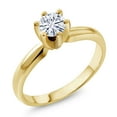 thumbnail image 2 of Gem Stone King 18K Yellow Gold Plated Silver Moissanite Solitaire Ring for Women (0.50 Cttw, Round 5MM, Size 6), 2 of 3