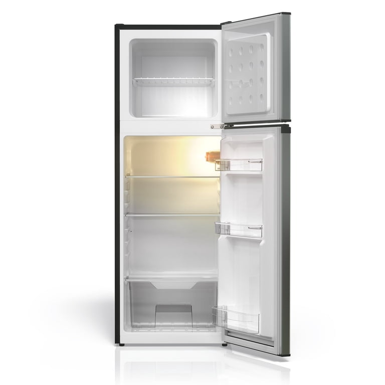 TCL Silver Compact Two Door Refrigerator with Freezer for Kitchen