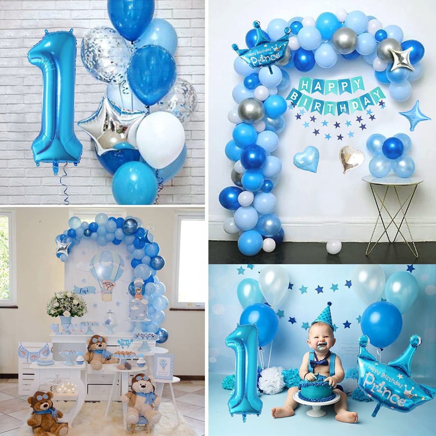 QIFU 1 Birthday Boy 1st Birthday Party Decorations Kids My First Birthday  Blue Party Decor Foil Balloons Baby Boy I AM ONE YEAR - Price history &  Review