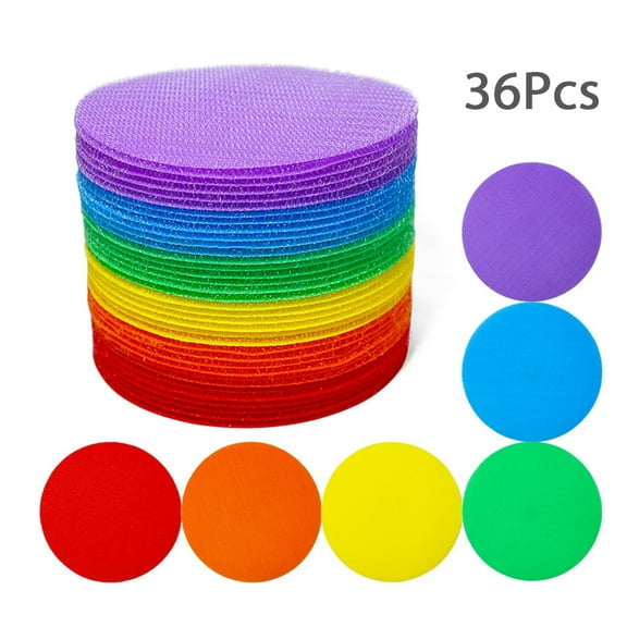 36Pcs Round Carpet Marker Sticker No-slip Fastener Tape Children Educational Colorful Floor Spot Dot Rug