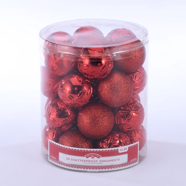 50 Shatterproof Ornaments box set - Red