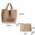 thumbnail image 5 of Straw Bag for Women, Vegan Leather Woven Tote Large Beach Handbag Retro Handmade Shoulder Bag, 5 of 7