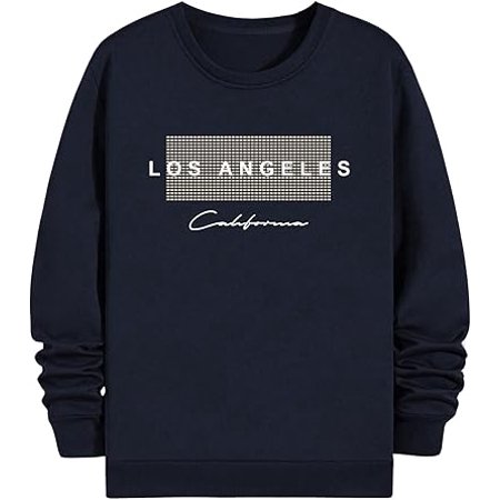 SOLY HUX Men's Letter Graphic Sweatshirt Round Neck Long Sleeve Casual Pullover Tops