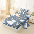 thumbnail image 2 of Homewish Blue Watercolor Ghost Pumpkin Twin Sheets for Girls, Fall Oak Leaf Bedding, 3-Piece, 1 Flat Sheet, 1 Fitted Sheet and 1 Pillowcase, 2 of 5