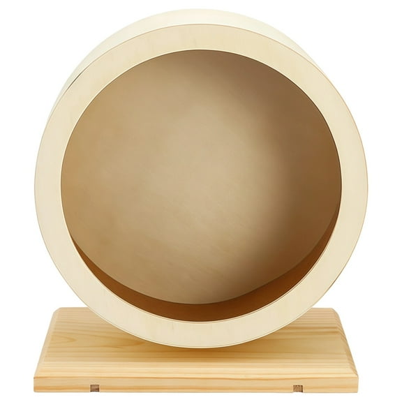 Wooden Hamster Wheel for Dwarf Hamsters, 8.26" Quiet Running Toy with Stand, Ergonomic Design with Cork Pad for Safe Exercise and Dental Care