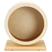 Wooden Hamster Wheel for Dwarf Hamsters, 8.26" Quiet Running Toy with Stand, Ergonomic Design with Cork Pad for Safe Exercise and Dental Care