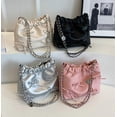 thumbnail image 5 of Women's Soft PU Leather Shoulder Bag Y2K Bow Bucket Totes Hobo Handbag Fashion Purse Satchel with Chain, 5 of 9