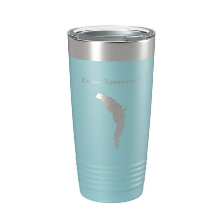 

Echo Reservoir Tumbler Lake Map Travel Mug Insulated Laser Engraved Coffee Cup Utah 20 oz Light Blue