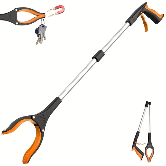 AMERTEER Foldable Grabbing Tool - 32-Inch 4-Inch Wide Claw Lightweight Strong Magnetic Tip Suitable for Elderly Use