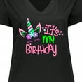 thumbnail image 4 of Inktastic It's My Birthday Unicorn Women's Plus Size V-Neck T-Shirt, 4 of 5
