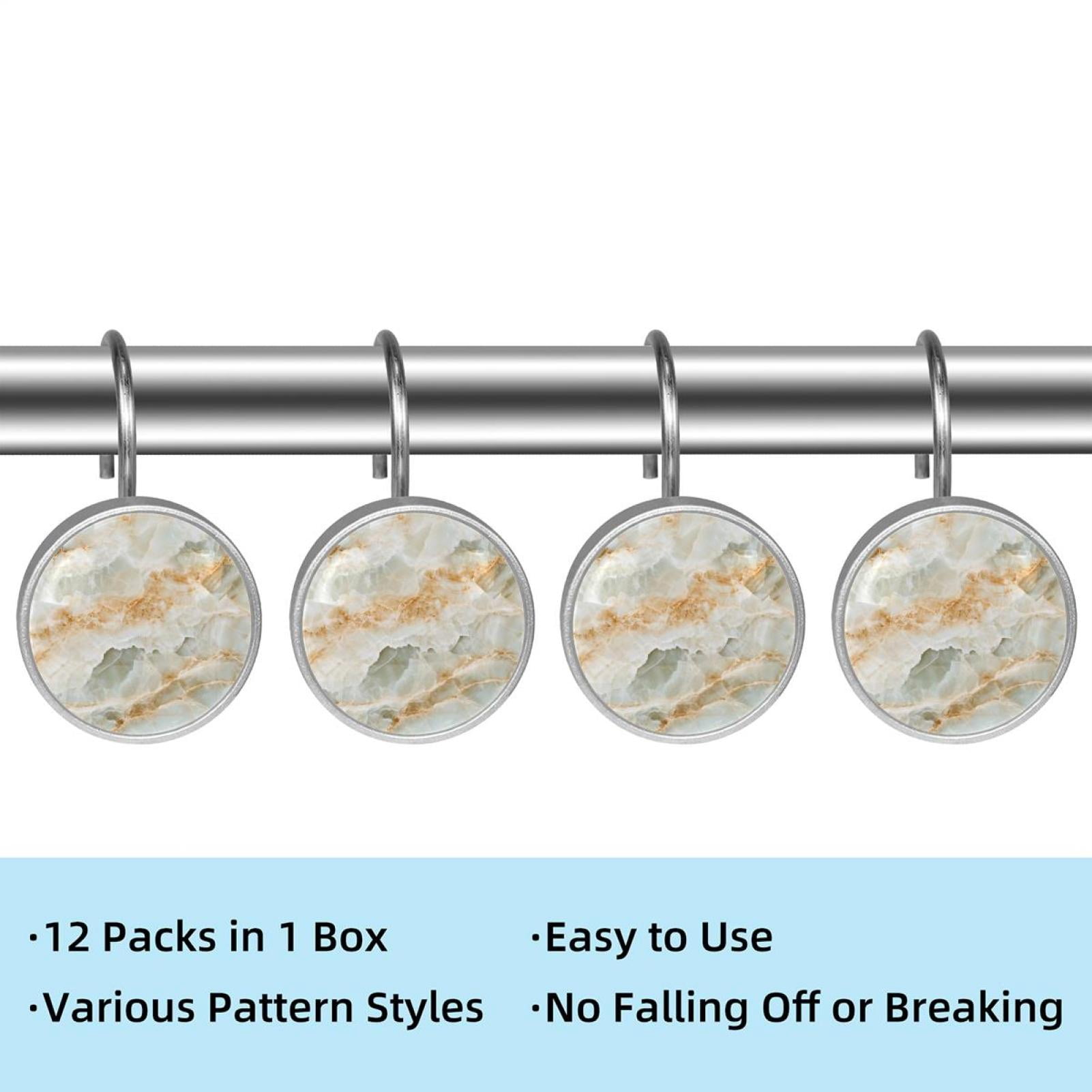 HemaKayy 12 Pcs Shower Curtain Hooks Bathroom Decorative Accessories Marble