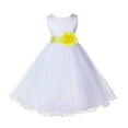 thumbnail image 3 of Ekidsbridal White Lemon Tulle Rattail Edge Flower Girl Dress Christening Formal Evening Gown for Photoshoots 829T M, 3 of 3