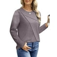 thumbnail image 4 of UVN Blouses for Women Pleated Long Sleeve Shirts Casual Crew Neck Tunic Tops, 4 of 9