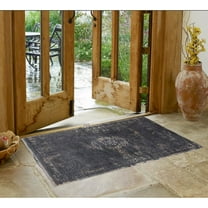 HomeRoots 3' X 5' Gray And Black Medallion Non Skid Area Rug