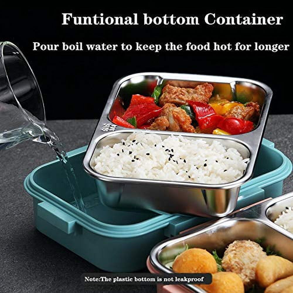 2 Compartments Bento Insulated Men Adults for Women Lunch with Lunch Utensils, Lunch Kids Portable Steel Stainless box Bag Food and