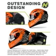 thumbnail image 4 of HAX Full Face Motorcycle Helmet with Dual Rear Wing, Motorbike Street Bike Helmet with Pinlock Ready Plastic Nails for Adult,DOT Approved(Impulse Devour Orange,XXL), 4 of 9