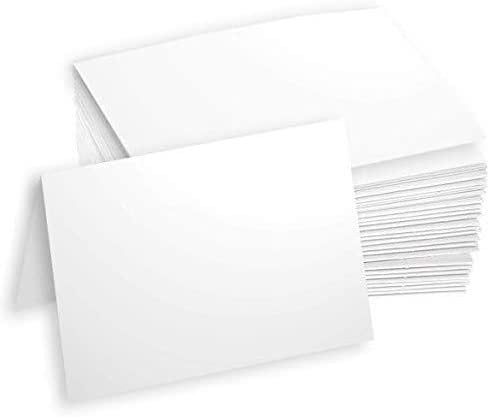 Hamilco White Cardstock Paper Blank Note Cards 4.5' x 6.25' A6 Folded Card 100 Pack