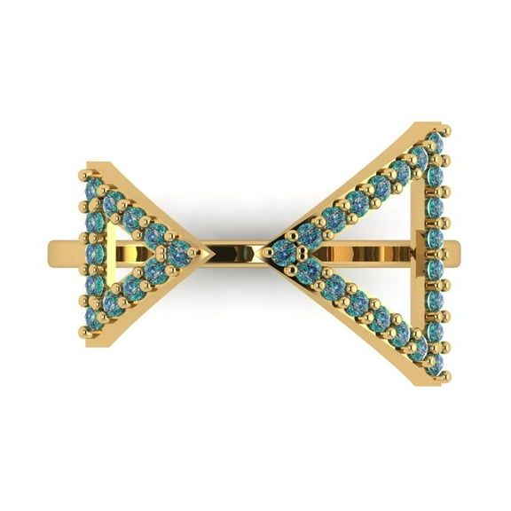 Statement Engagement Ring for Women - 0.2475ct Blue Moissanite in 18K Yellow Gold Promise Ring