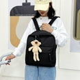 thumbnail image 4 of SUSHANG Men and Women Adult Fashion Solid Color Nylon Zipper Large Capacity Bear Pendant Student Backpack for Men Women College Bookbag, 4 of 6