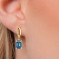 thumbnail image 3 of Gem Stone King 14K Yellow Gold Persian Blue Moissanite and Lab Grown Diamond Earrings for Women | 3.01 Cttw | Gemstone Birthstone | Octagon 8X6MM, 3 of 6
