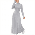 thumbnail image 5 of FRSASU Women's Long Sleeve Maxi Sweater Dress Fall Winter Turtle Neck Ribbed Knit A-Line Elegant Dresses Gray, 5 of 8