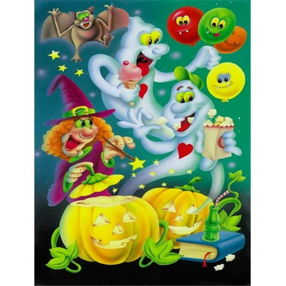 Witch Party with the Ghosts Halloween Flag Canvas House Size
