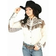 thumbnail image 4 of Womens Fringe Beige Embroidered Western-style Blouse 44183, 4 of 4