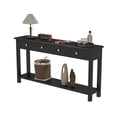 thumbnail image 3 of Kinbor 60" Long Console Table Narrow Sofa Table, Modern Entryway Table with 4 Drawers & Storage Shelf, Black, 3 of 10