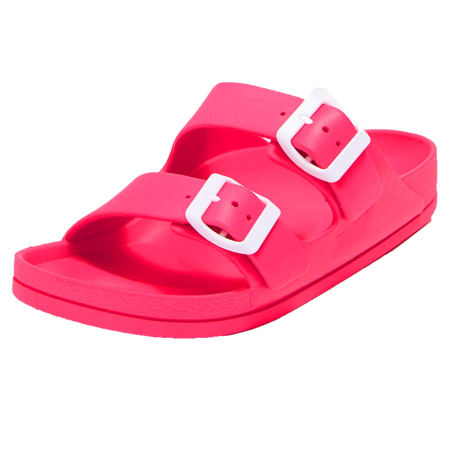 SNJ - Women&amp;#39;s Lightweight Comfort Soft Slides EVA Adjustable Double Buckle Flat Sandals