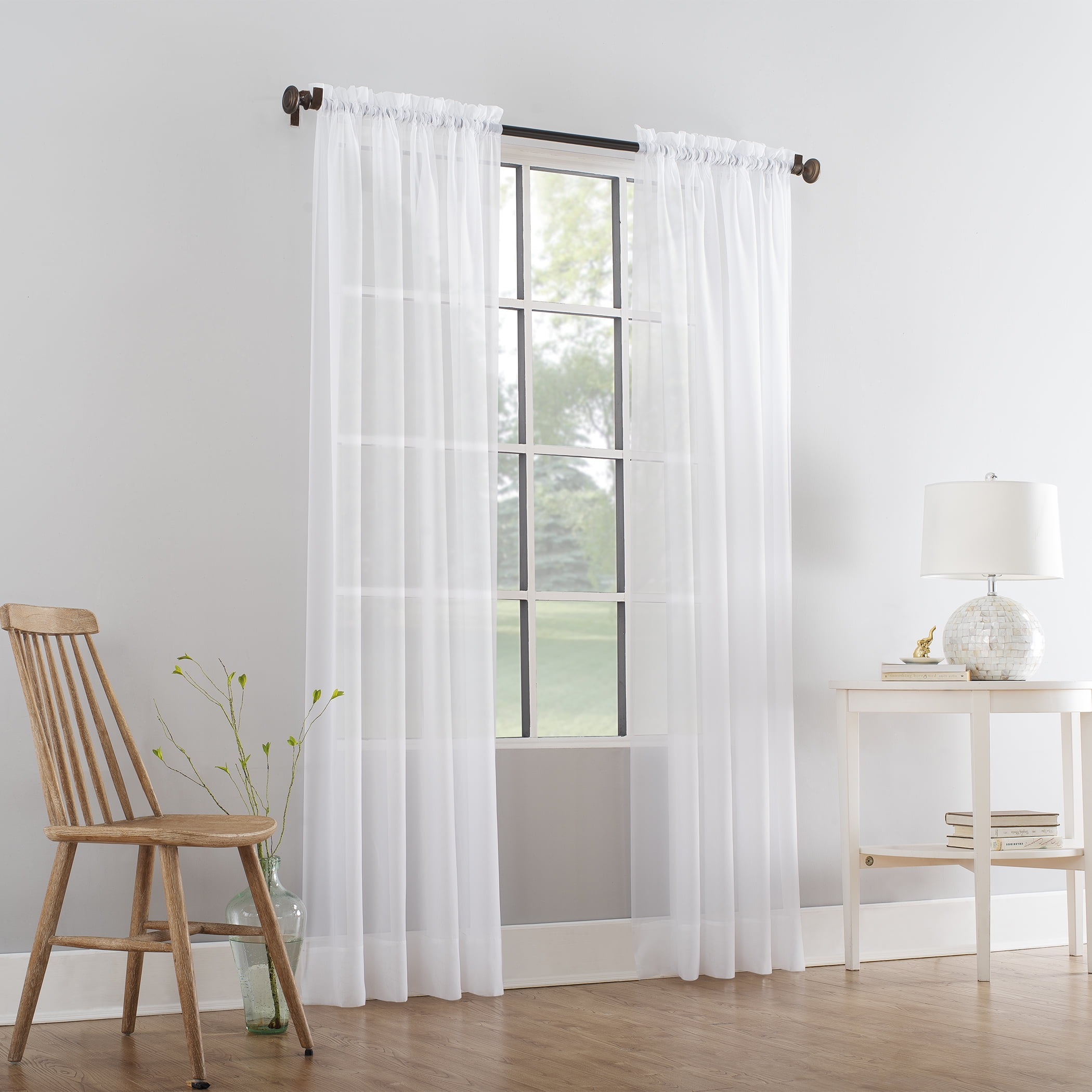 Mainstays Marjorie Sheer Voile Curtain, Single Panel, 59"w x 84"l, White